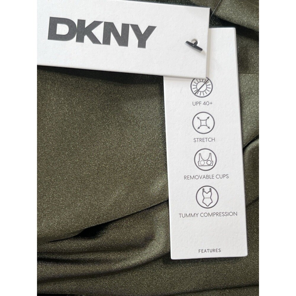 DKNY Women's XL One Piece Swimsuit Olive Green Tummy Control UPF 40+ NWT - Picture 4 of 6
